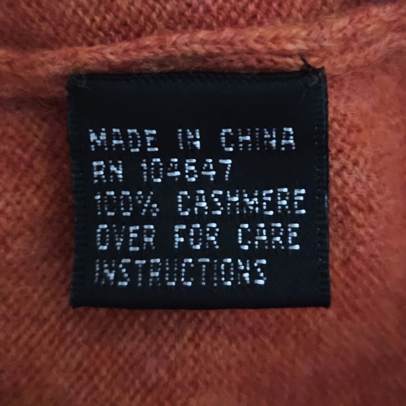 Forte 100% Cashmere Sweater Mens Size L Burnt Orange V-Neck Fall Soft Cozy Fall - Picture 5 of 9